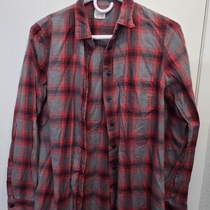 J. Crew Men's Red and Gray Plaid Button-Down Shirt